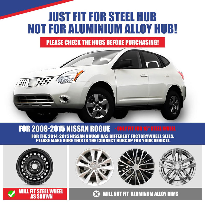 WOLFSTORM 4-Pack 16 Inch Wheel Rim Cover Hubcaps for 2008-2015 NISSAN ROGUE/ROGUE SELECT