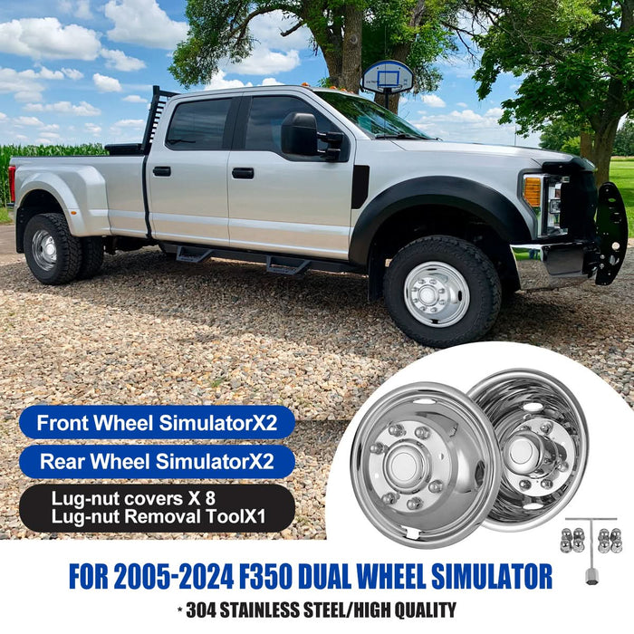 Wolfstorm Dually Wheel Simulators for 2005-2024 Ford F-350 dual rear wheel models, Set of 4