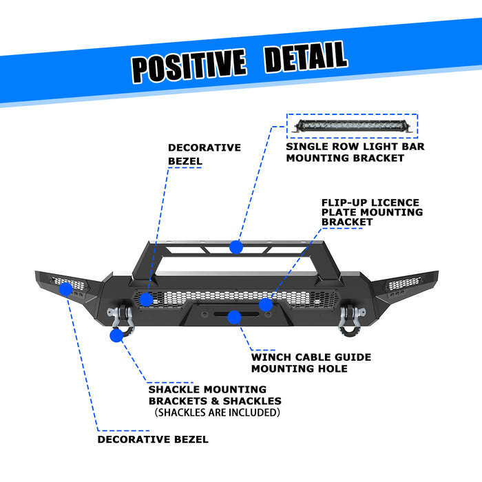 Parachoques delantero WOLFSTORM compatible con Toyota Tacoma 2016-2023.