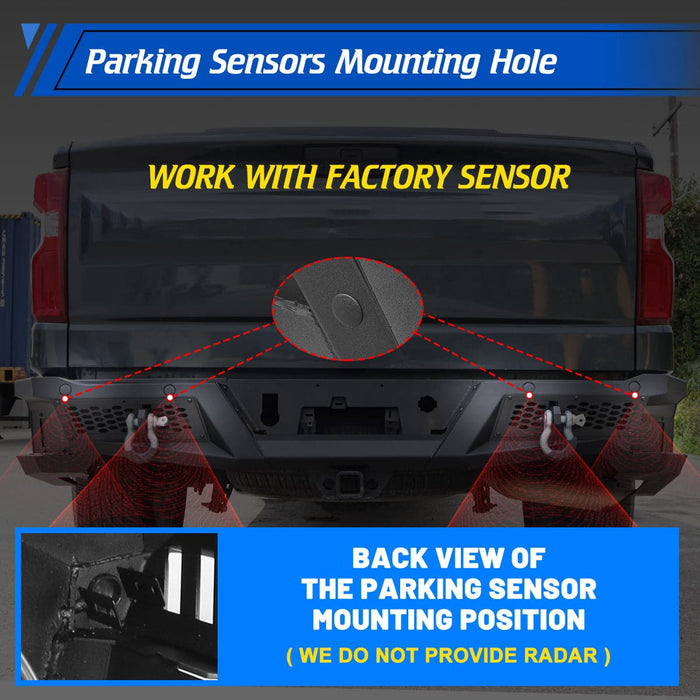 WOLFSTORM Rear Bumper with Parking Aid Sensor Hole for 2014-2021 Toyota Tundra