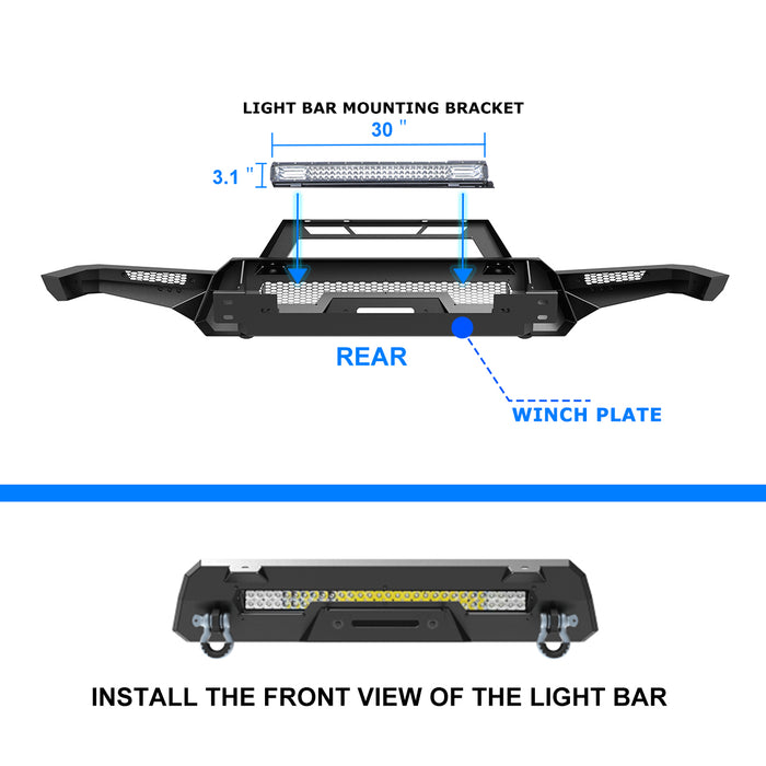 Parachoques delantero WOLFSTORM compatible con Toyota Tacoma 2016-2023.