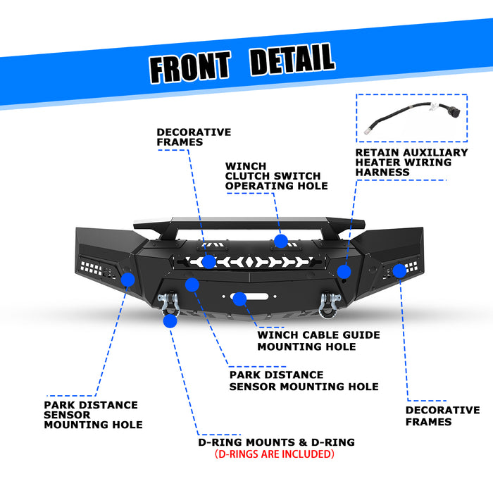 WOLFSTORM Front Bumper for 2019-2021 Chevy Silverado 1500 Pickup Truck