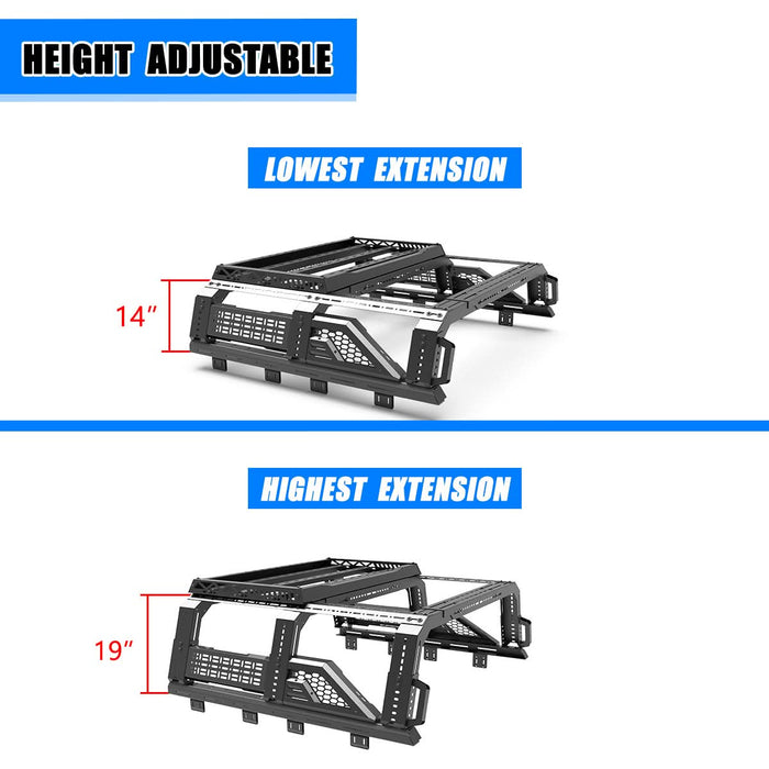 WOLFSTORM Roll Bar Universal Fit for Mid-size Pickup Trucks,Modular,Adjustable Overland Bed Rack,Roll bar