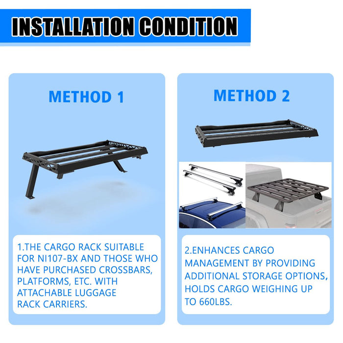 Wolfstorm Universal Adjustable Bed Rack Roll Bar for Pickup Trucks - Compatible with Mid-Size& Full-Size Models, Q235A Carbon Steel, Powder-Coated Black Finish, Multiple Mounting Options Available