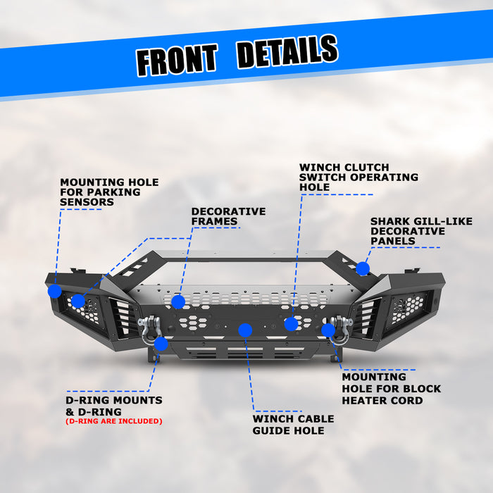 Parachoques delantero modular WOLFSTORM para Ram 1500 2013-2018 y modelo Ram 1500 Classic 2019-2024