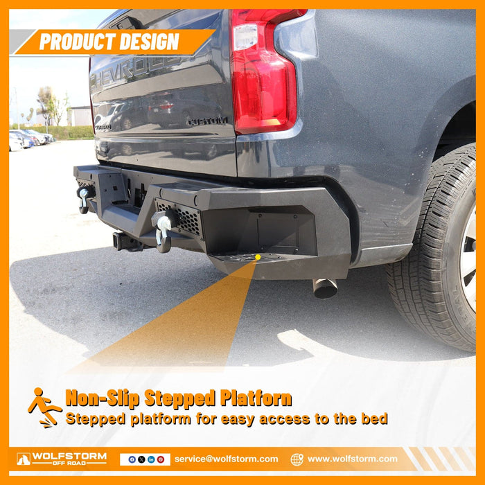 WOLFSTORM Modified Rear Bumper for 2019-2024 Chevrolet Silverado 1500 and GMC Sierra 1500