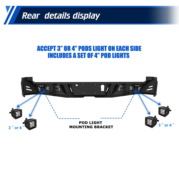 WOLFSTORM Rear Bumper for 2017 2018 2019 2020 2021 2022 Ford F-250 F-350 F-450 Super Duty - WOLFSTORM