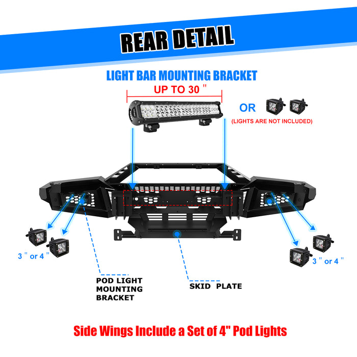 Parachoques delantero modular WOLFSTORM para Ram 1500 2013-2018 y modelo Ram 1500 Classic 2019-2024