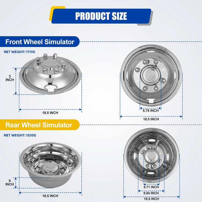 Wolfstorm Dually Wheel Simulators for 2005-2024 Ford F-350 dual rear wheel models, Set of 4