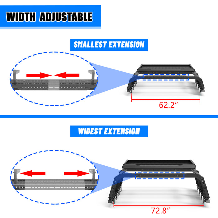 WOLFSTORM Roll Bar Universal Fit for Full-size Pickup Trucks, Modular, Adjustable Overland Bed Rack