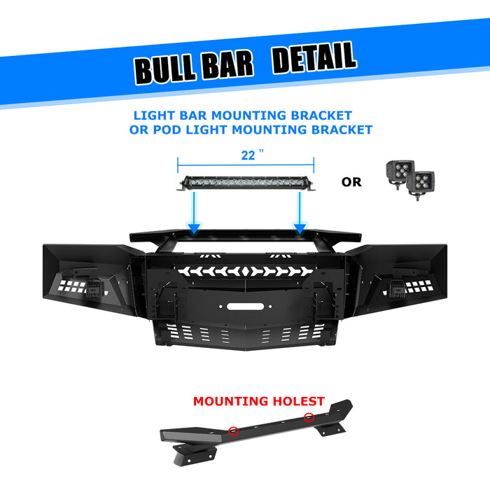 WOLFSTORM Front Bumper for 2019-2021 Chevy Silverado 1500 Pickup Truck