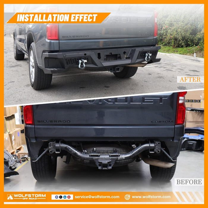 WOLFSTORM Modified Rear Bumper for 2019-2024 Chevrolet Silverado 1500 and GMC Sierra 1500