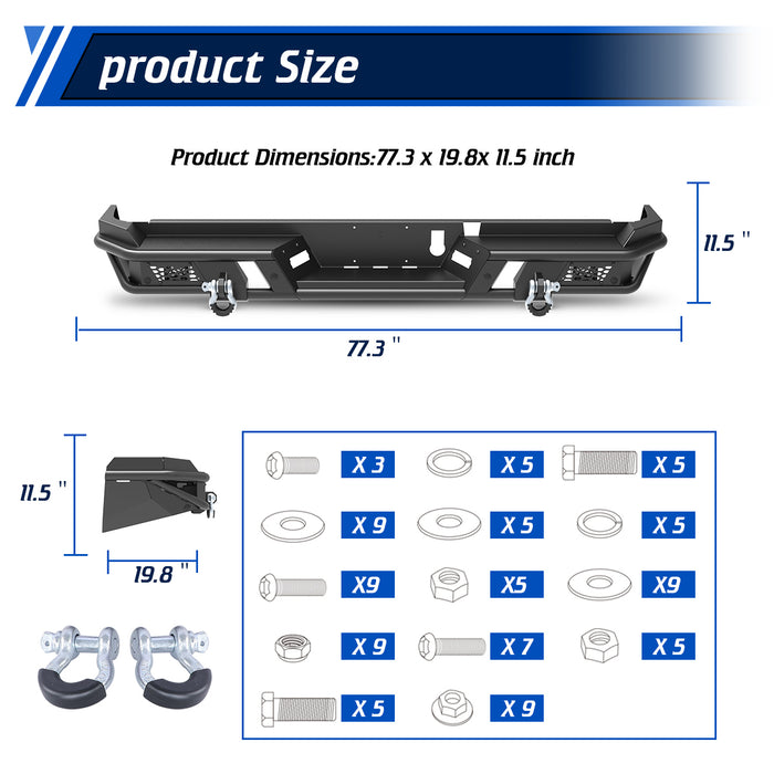 WOLFSTORM Rear Bumper for 2019-2023 Dodge Ram 1500