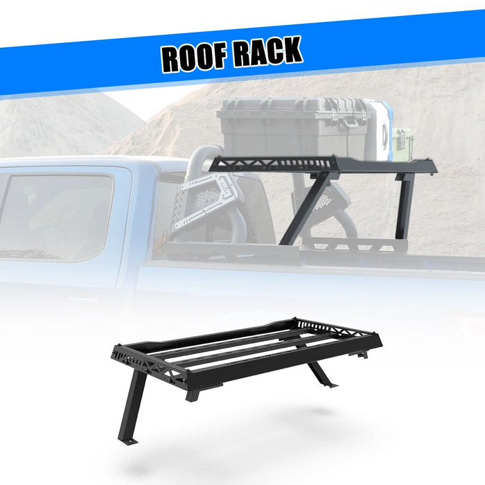 Wolfstorm Universal Adjustable Bed Rack Roll Bar for Pickup Trucks - Compatible with Mid-Size& Full-Size Models, Q235A Carbon Steel, Powder-Coated Black Finish, Multiple Mounting Options Available