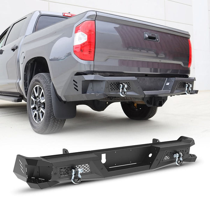 WOLFSTORM Rear Bumper for 2014-2021 Toyota Tundra, a set of 4 Inch LED Lights and a set of D-Rings Included