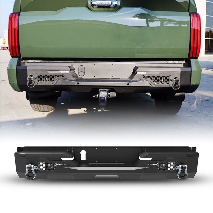 WOLFSTORM Rear Bumper for 2022-2024 Toyota Tundra, a set of 4 Inch LED Lights and a set of D-Rings Included