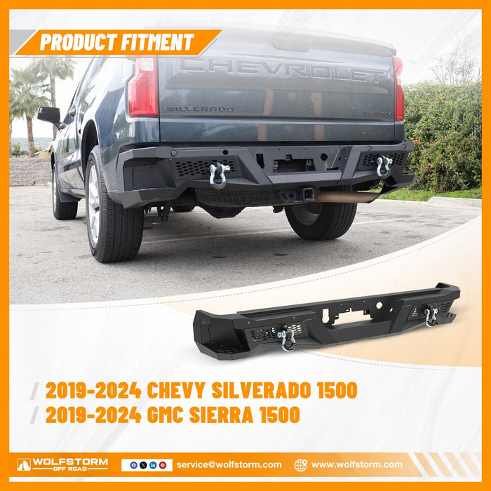 WOLFSTORM Modified Rear Bumper for 2019-2024 Chevrolet Silverado 1500 and GMC Sierra 1500