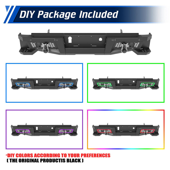 WOLFSTORM Rear Bumper for 2015-2019 Chevy Silverado 2500/3500/2500 HD/3500 HD & 2015-2019 GMC Sierra 2500/3500/2500 HD/3500 HD