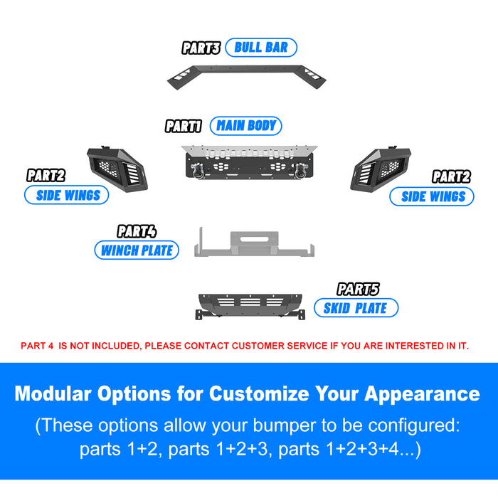 Parachoques delantero modular WOLFSTORM para Ram 1500 2013-2018 y modelo Ram 1500 Classic 2019-2024