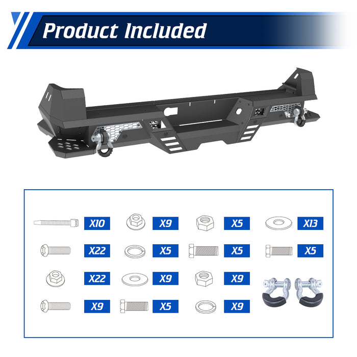 WOLFSTORM Rear Bumper for 2024 Toyota Tacoma, a set of 4 Inch LED Lights and a set of D-Rings Included