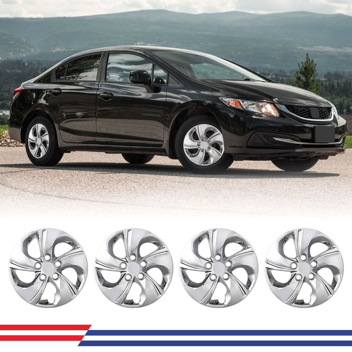 WOLFSTORM 4-Pack 15 Inch Wheel Rim Cover Hubcaps for 2006-2011,2013-2015 Honda Civic