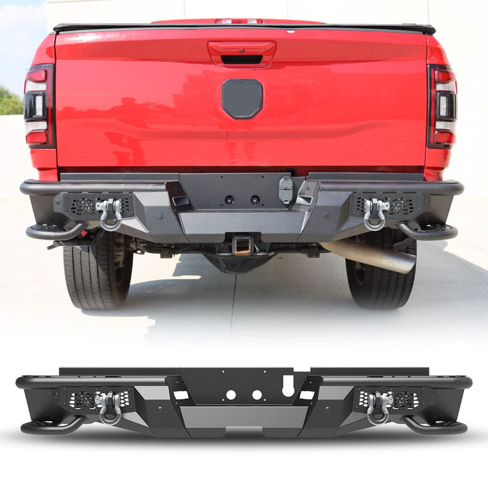 WOLFSTORM Rear Bumper for 2019-2024 Dodge Ram 2500, a set of 4 Inch LED Lights and a set of D-Rings Included