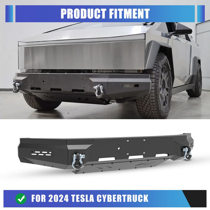 Front Bumper Assembly Fits for 2024 Tesla Cybertruck, A Set of 2 D-Rings Included, Optional Side Wings, Skid Plate, Rear Bumper