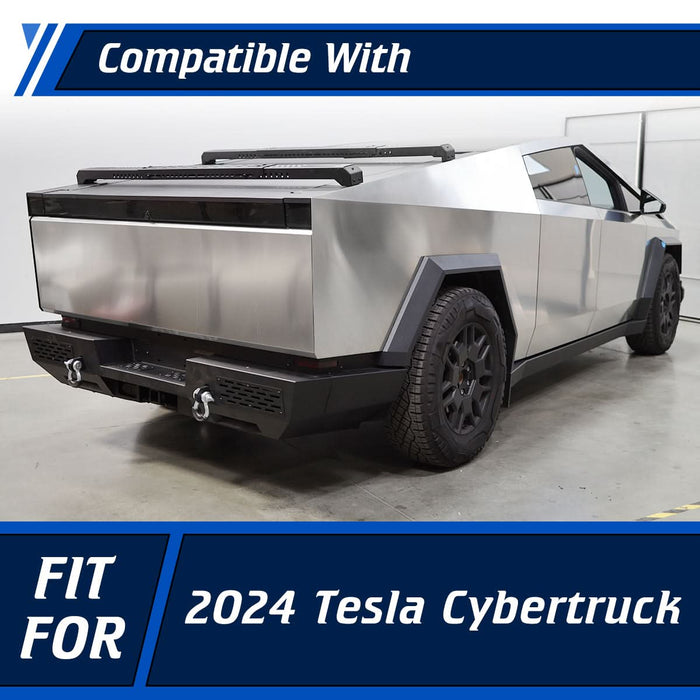 Front Bumper Assembly Fits for 2024 Tesla Cybertruck, A Set of 2 D-Rings Included, Optional Side Wings, Skid Plate, Rear Bumper