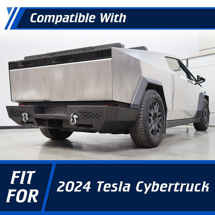 Front Bumper Assembly Fits for 2024 Tesla Cybertruck, A Set of 2 D-Rings Included, Optional Side Wings, Skid Plate, Rear Bumper