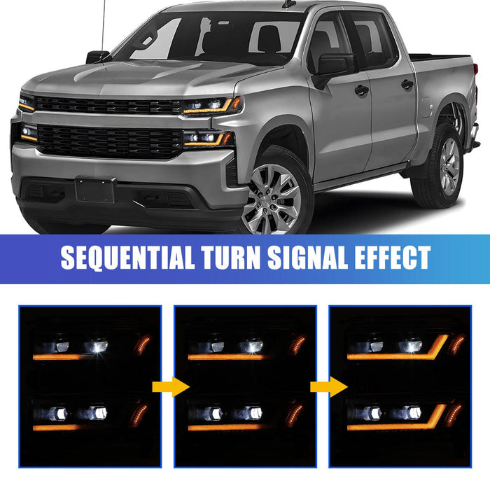 WOLFSTORM 2019-2022 Chevy Silverado 1500 LED Sequential Projector Headlights