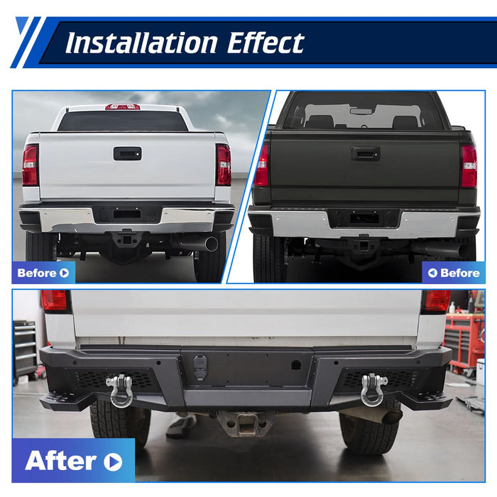 WOLFSTORM Rear Bumper for 2015-2019 Chevy Silverado 2500/3500/2500 HD/3500 HD & 2015-2019 GMC Sierra 2500/3500/2500 HD/3500 HD