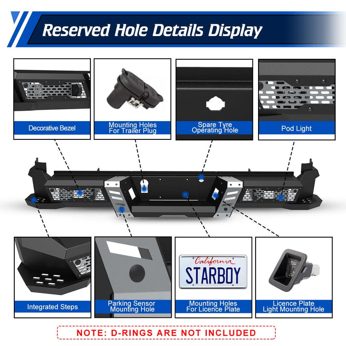 WOLFSTORM Rear Bumper for 2017-2025 Ford F250/F350, a set of 4 Inch LED Lights