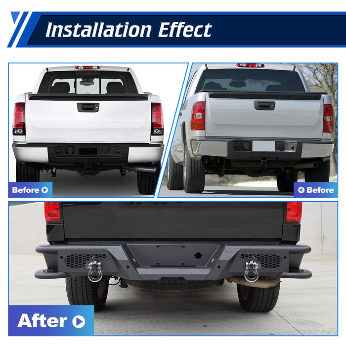 WOLFSTORM Rear Bumper for 2007-2018 Chevrolet Silverado 1500 and 2007-2018 GMC Sierra 1500