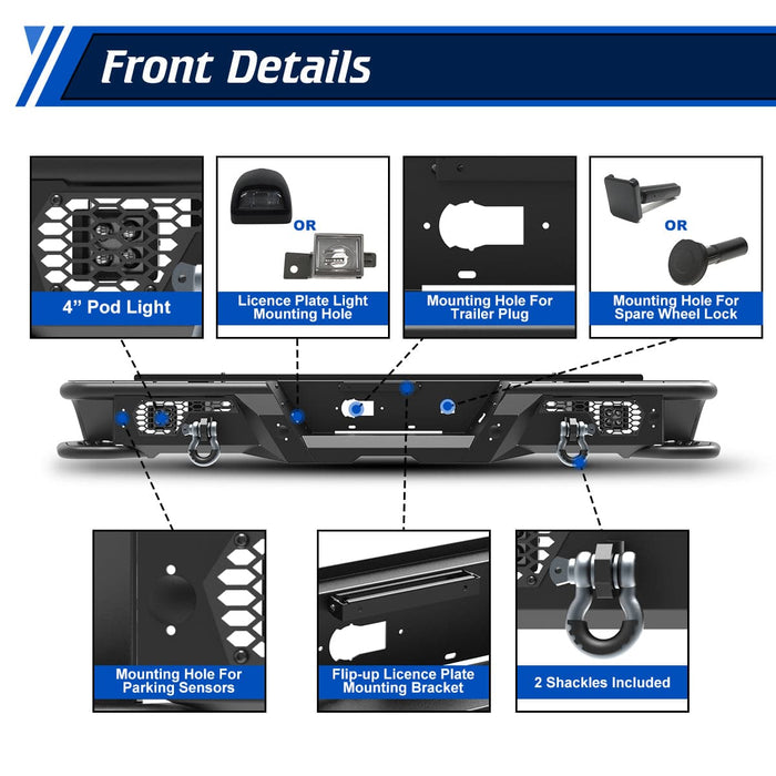 WOLFSTORM Rear Bumper for 2007-2018 Chevrolet Silverado 1500 and 2007-2018 GMC Sierra 1500