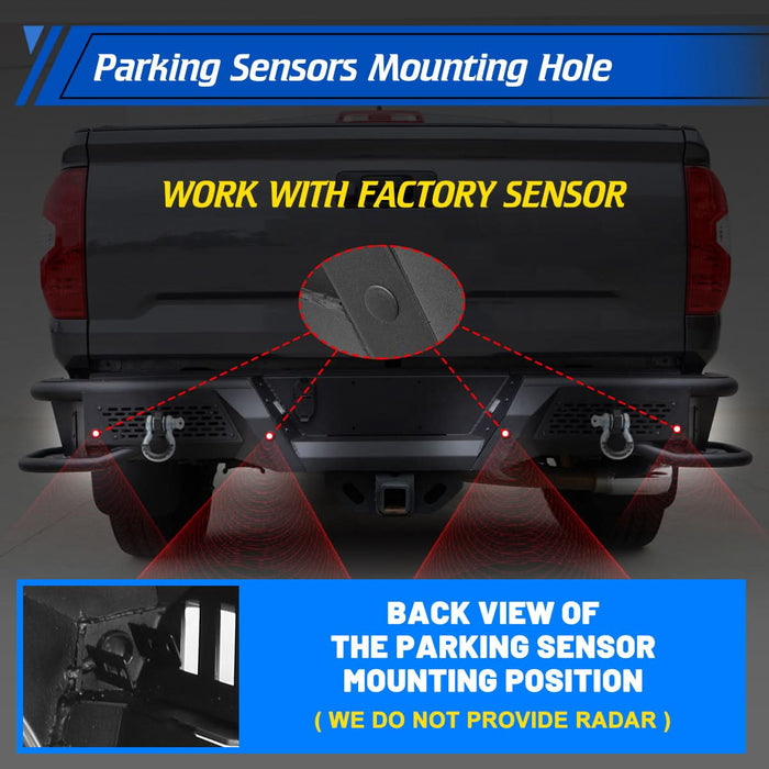 WOLFSTORM Rear Bumper for 2014-2021 Toyota Tundra, a set of 4 Inch LED Lights and a set of D-Rings Included