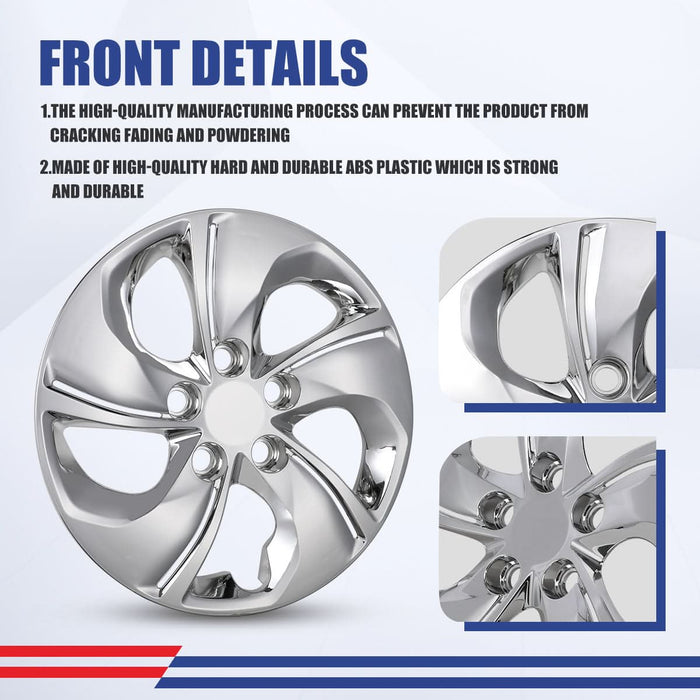 WOLFSTORM 4-Pack 15 Inch Wheel Rim Cover Hubcaps for 2006-2011,2013-2015 Honda Civic