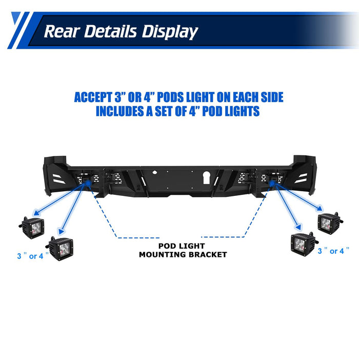 WOLFSTORM Rear Bumper for 2017-2024 Ford F250/F350, a set of 4 Inch LED Lights