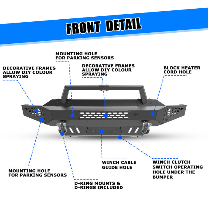 WOLFSTORM Front Bumper for 2020-2024 Chevy Silverado 2500/3500/2500 HD/3500 HD