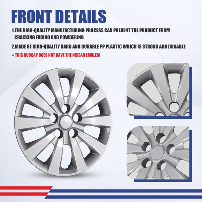 WOLFSTORM 4-Pack 16 Inch Wheel Rim Cover Hubcaps for 2013-2019 NISSAN SENTRA & 2011-2017 NISSAN LEAF