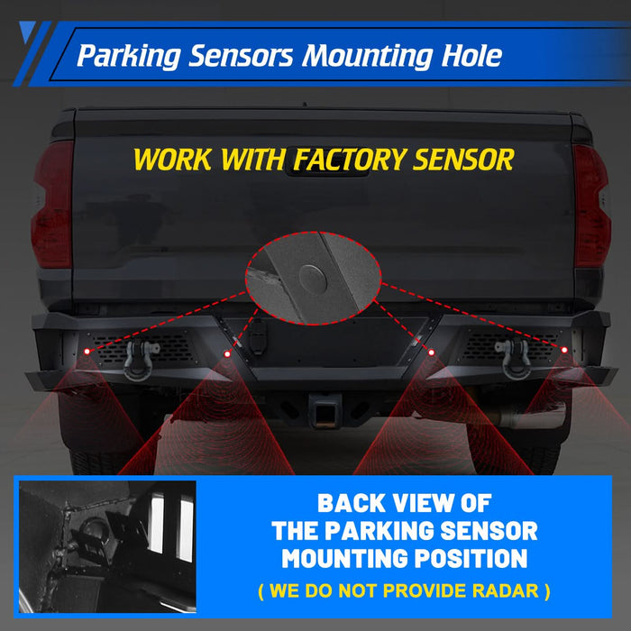 WOLFSTORM Rear Bumper for 2014-2021 Toyota Tundra, a set of 4 Inch LED Lights and a set of D-Rings Included