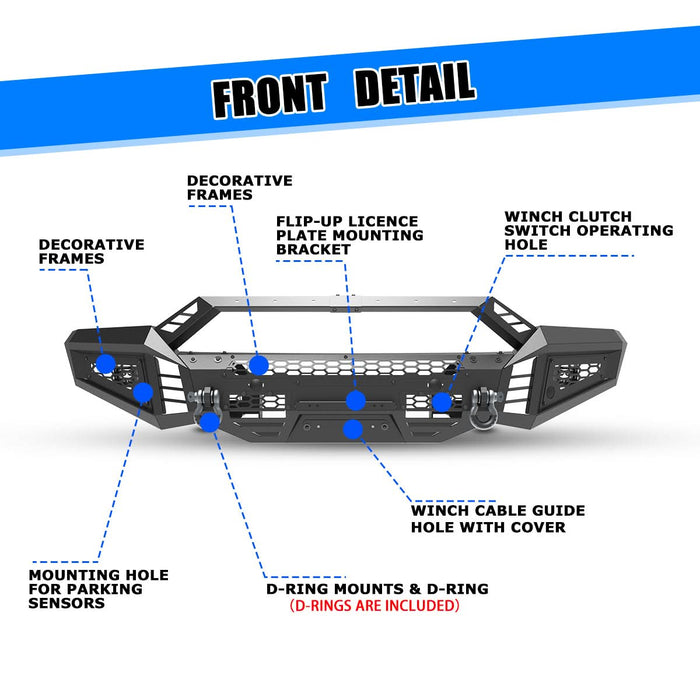 WOLFSTORM Front Bumper for 2016-2018 Chevy Silverado 1500