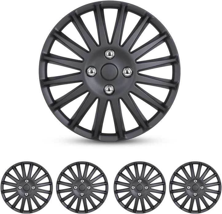 WOLFSTORM 15 Inch Automotive Hubcap Set of 4 Lacquer Wheel Tire Covers - WOLFSTORM