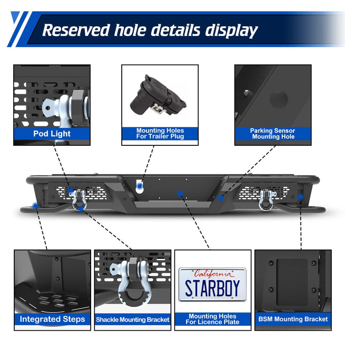 WOLFSTORM Rear Bumper Fit for 2014-2021 Toyota Tundra