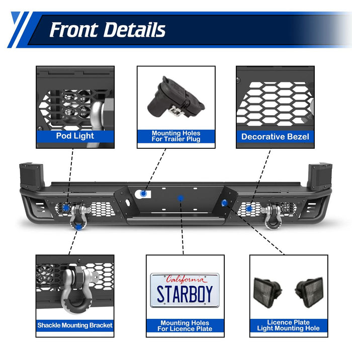 WOLFSTORM Rear Bumper for 2016-2023 TOYOTA TACOMA