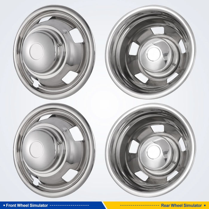 WOLFSTORM Stainless Steel Dually Hubcaps - 17 Inch for 2003-2018 Dodge Ram 3500 Dual Rear Wheel Models, Set of 4