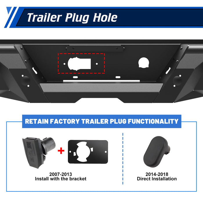 WOLFSTORM Rear Bumper for 2007-2018 Chevrolet Silverado 1500 and 2007-2018 GMC Sierra 1500