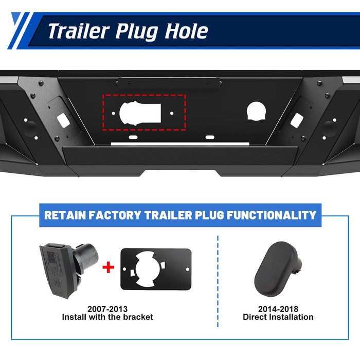 WOLFSTORM Rear Bumper for 2007-2018 Chevrolet Silverado 1500 and 2007-2018 GMC Sierra 1500