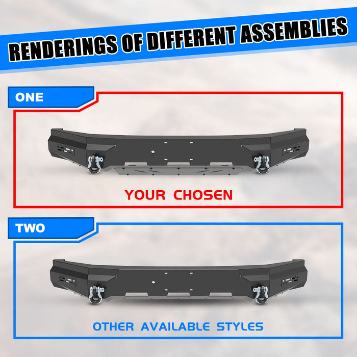 Front Bumper Assembly Fits for 2024 Tesla Cybertruck, A Set of 2 D-Rings Included, Optional Side Wings, Skid Plate, Rear Bumper