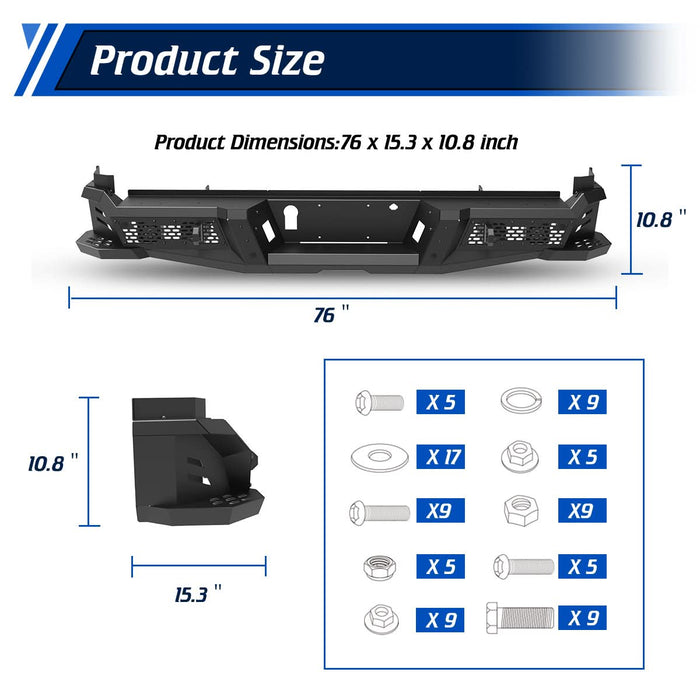 WOLFSTORM Rear Bumper for 2017-2025 Ford F250/F350, a set of 4 Inch LED Lights