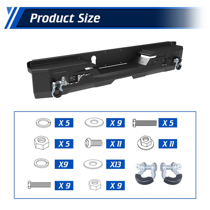 WOLFSTORM Rear Bumper for 2022-2024 Toyota Tundra, a set of 4 Inch LED Lights and a set of D-Rings Included